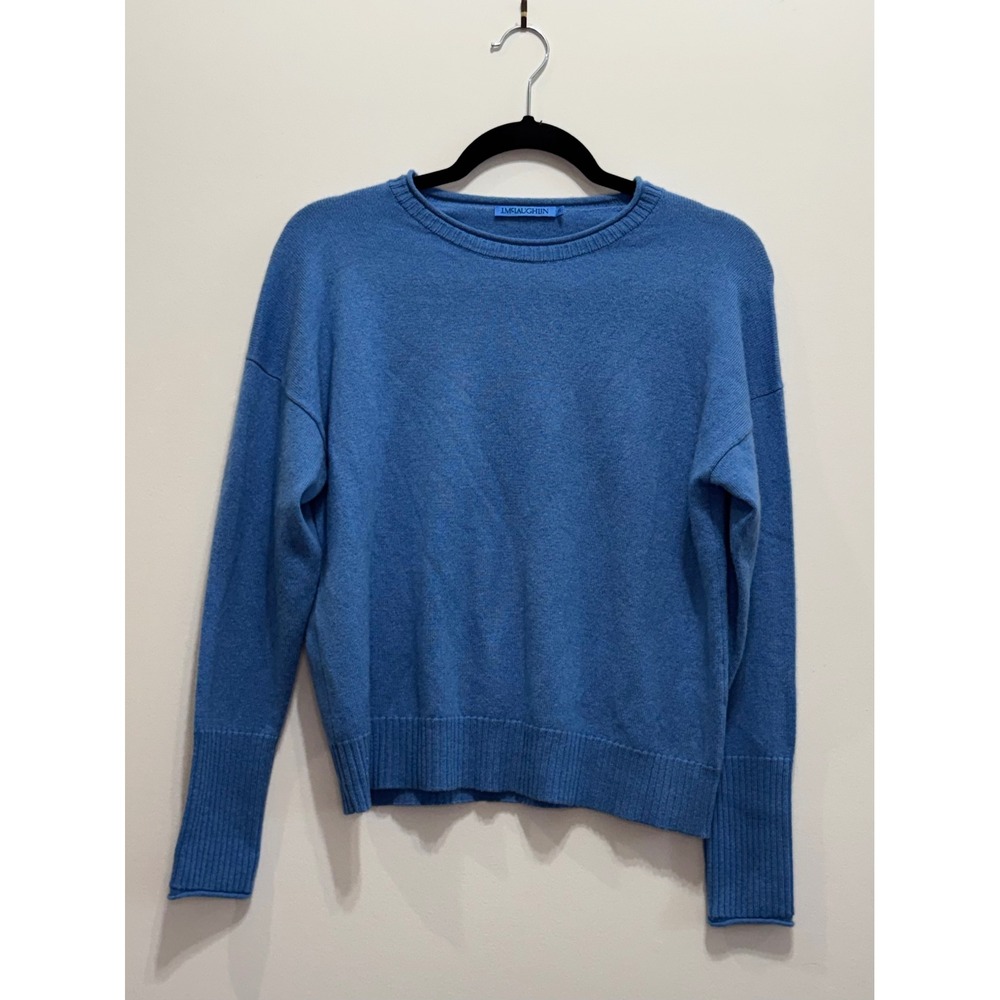 J.McLaughlin Womens Blue 100% Cashmere Crewneck Sweater Size XS Drop Shoulder